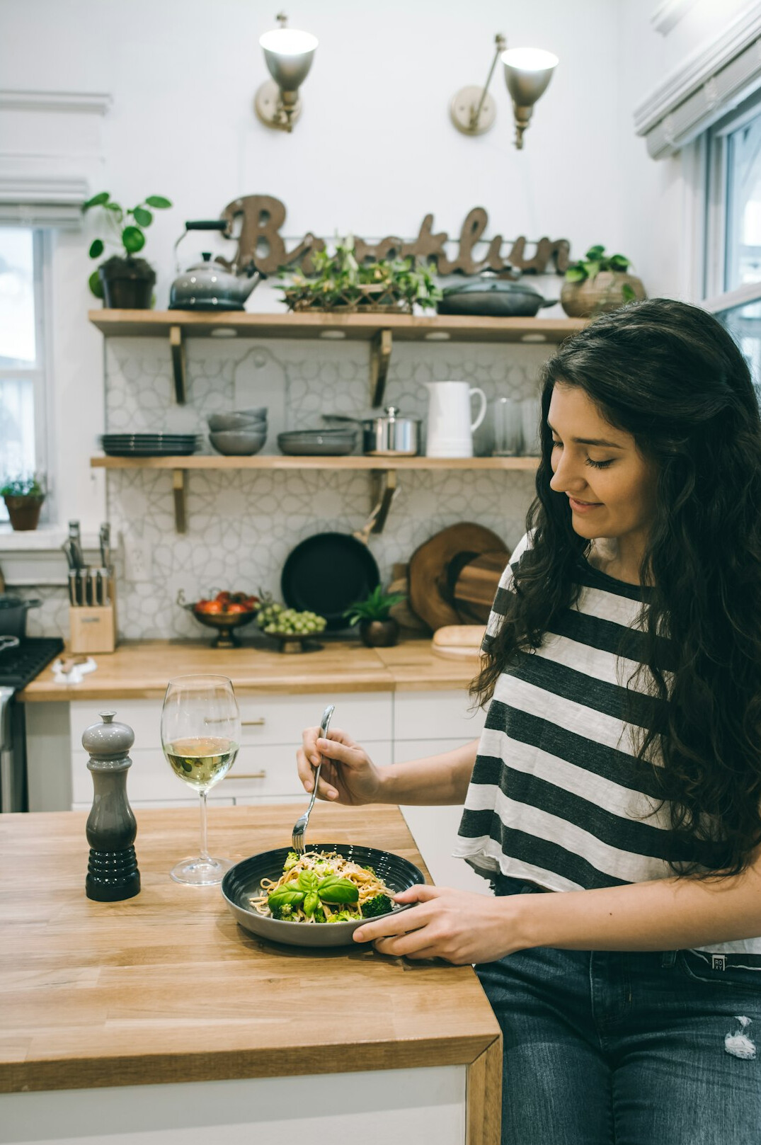 woman enjoying healthy meal